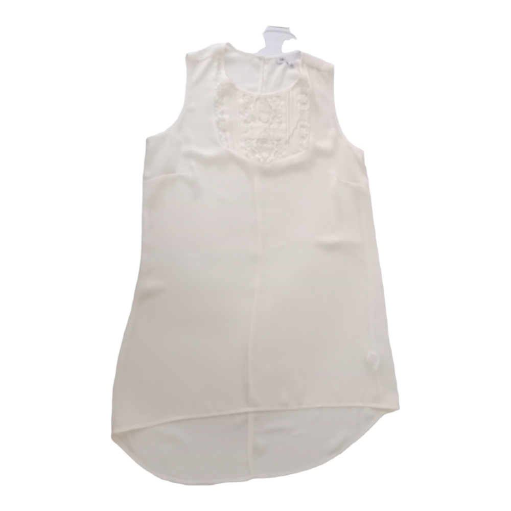 DR2 Women’s White Sheer Sleeveless Lace Yoke Blouse Sz XS - Picture 3 of 12